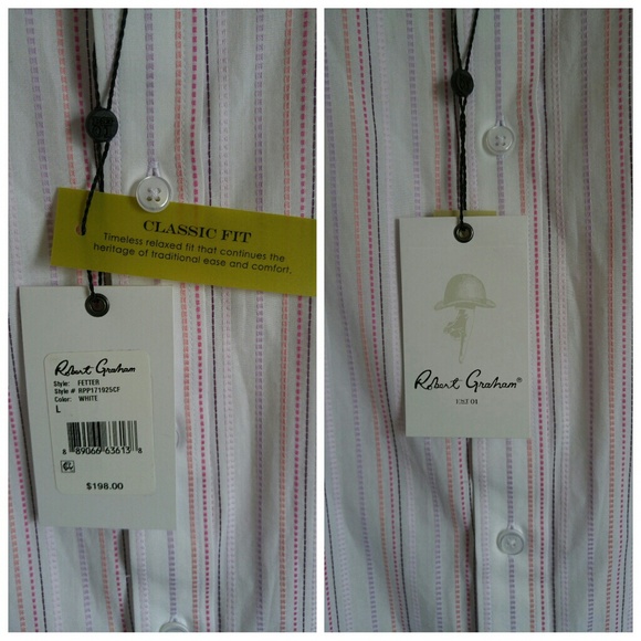 Mens Robert Graham Stripe Dress Shirt - Picture 4 of 7